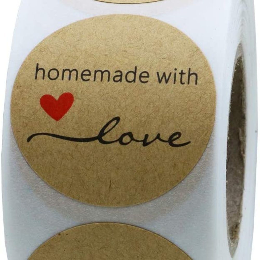 Kraft Handmade With Love Stickers 3" 500 Count